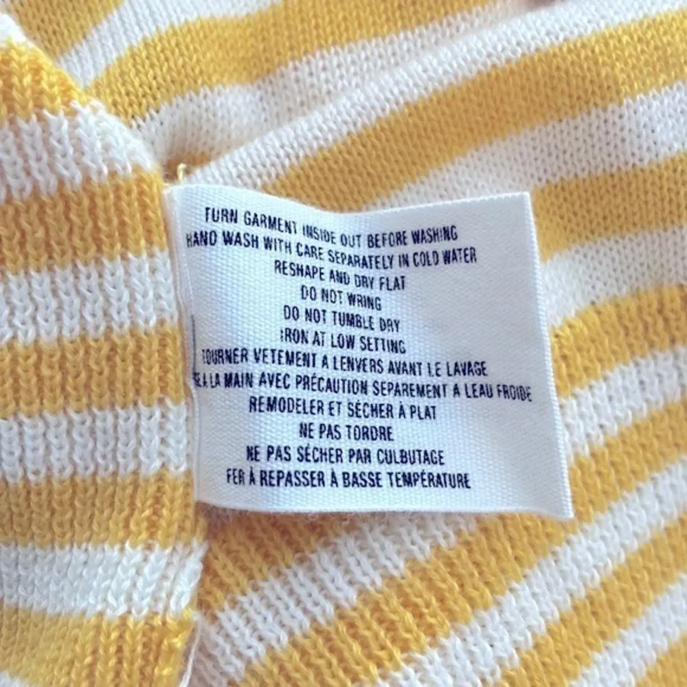 Anthropologie Sparrow Loose Lines Yellow/White Sweater. Size Small